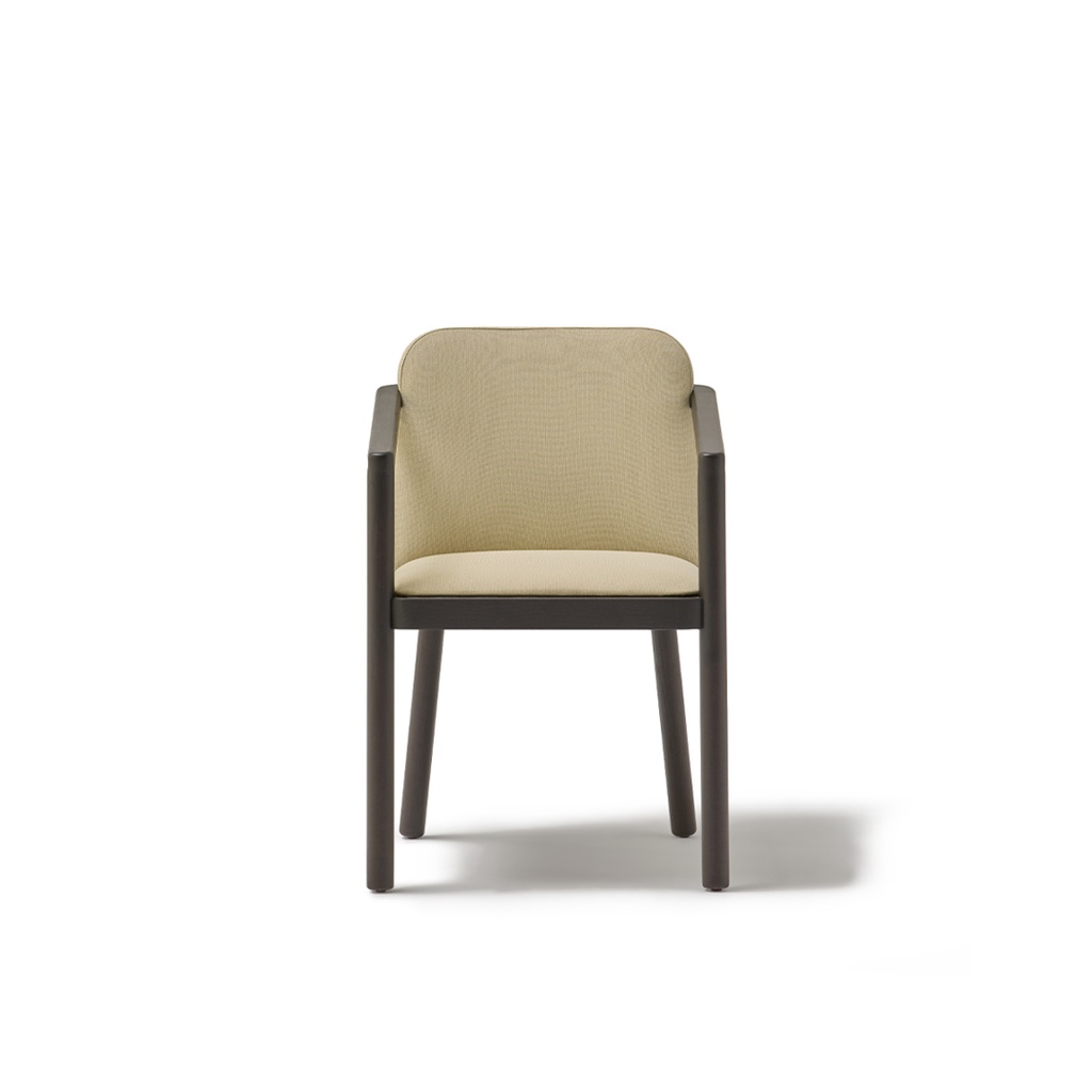 URMUS Armchair with Wooden Arms and 4-Leg Wooden Base (BIO Brown, Madera Fresno Bosco Ash Wood)