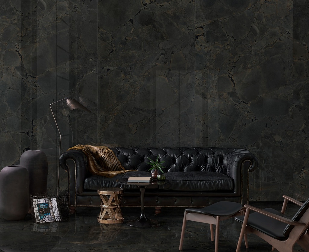 [MAT-ARKLAM-JURASSIC-BLACK-POLISHED-1200-X-3000-6MM] Porcelaine — Jurassic Black Polished 1200 x 3000 - 6mm