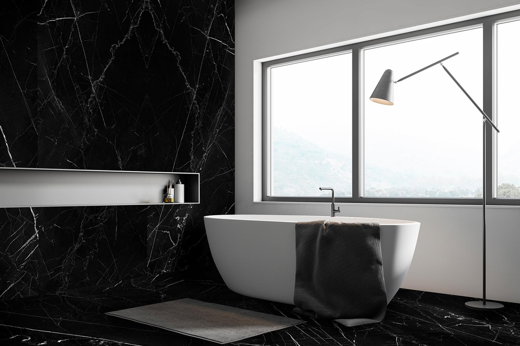 [MAT-ARKLAM-NEGRO-MARQUINA-SILK-1000-X-3000-6MM] Porcelaine — Negro Marquina Silk 1000 x 3000 - 6mm