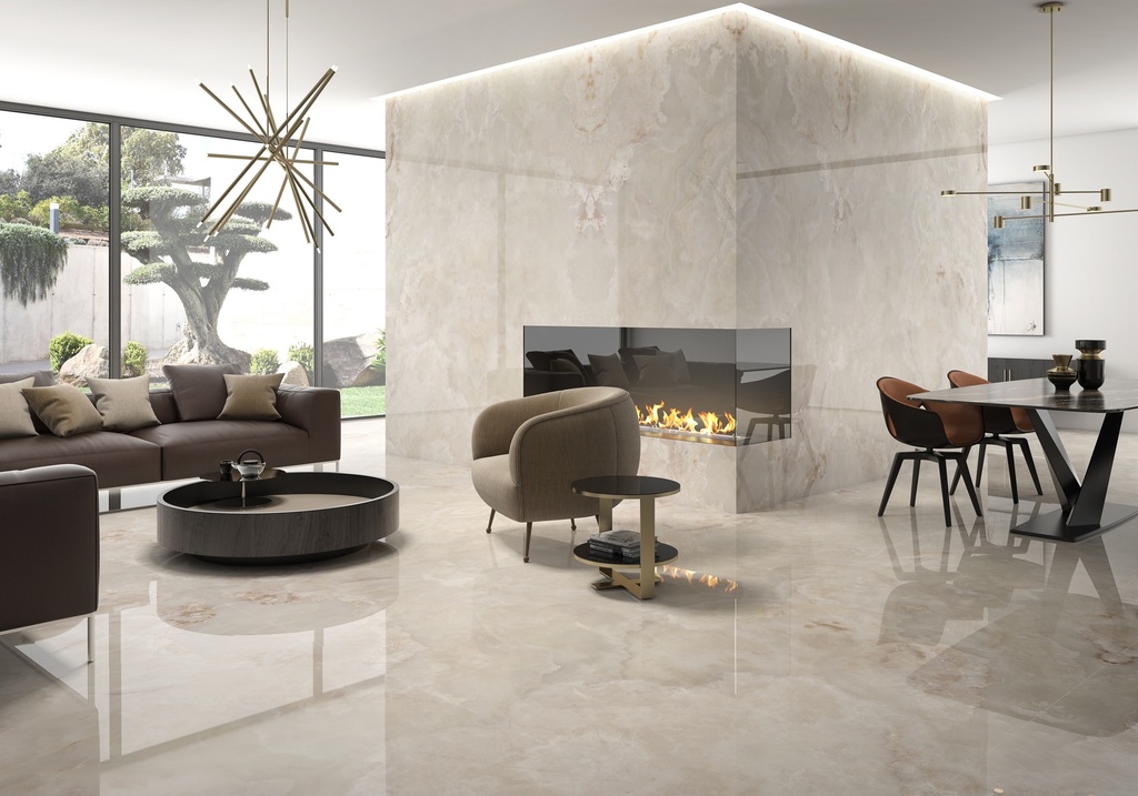 [MAT-ARKLAM-ONIX-BEIGE-POLISHED-1200-X-3000-6MM] Porcelaine — Onix Beige Polished 1200 x 3000 - 6mm