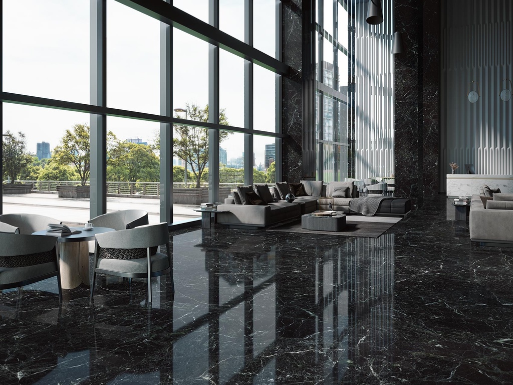 [MAT-ARKLAM-CAVIAR-GREEN-POLISHED-1200-X-3000-6MM] Porcelaine — Caviar Green Polished 1200 x 3000 - 6mm