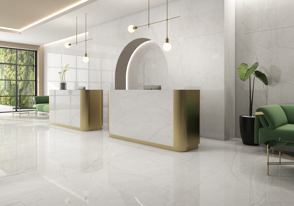 [MAT-ARKLAM-OMNIA-WHITE-POLISHED-1200-X-3000-6MM] Porcelaine — Omnia White Polished 1200 x 3000 - 6mm